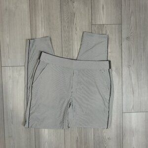 Athleta 16 Tall 16T Brooklyn Ankle Pants Side Stripe Pockets Gray White 988050